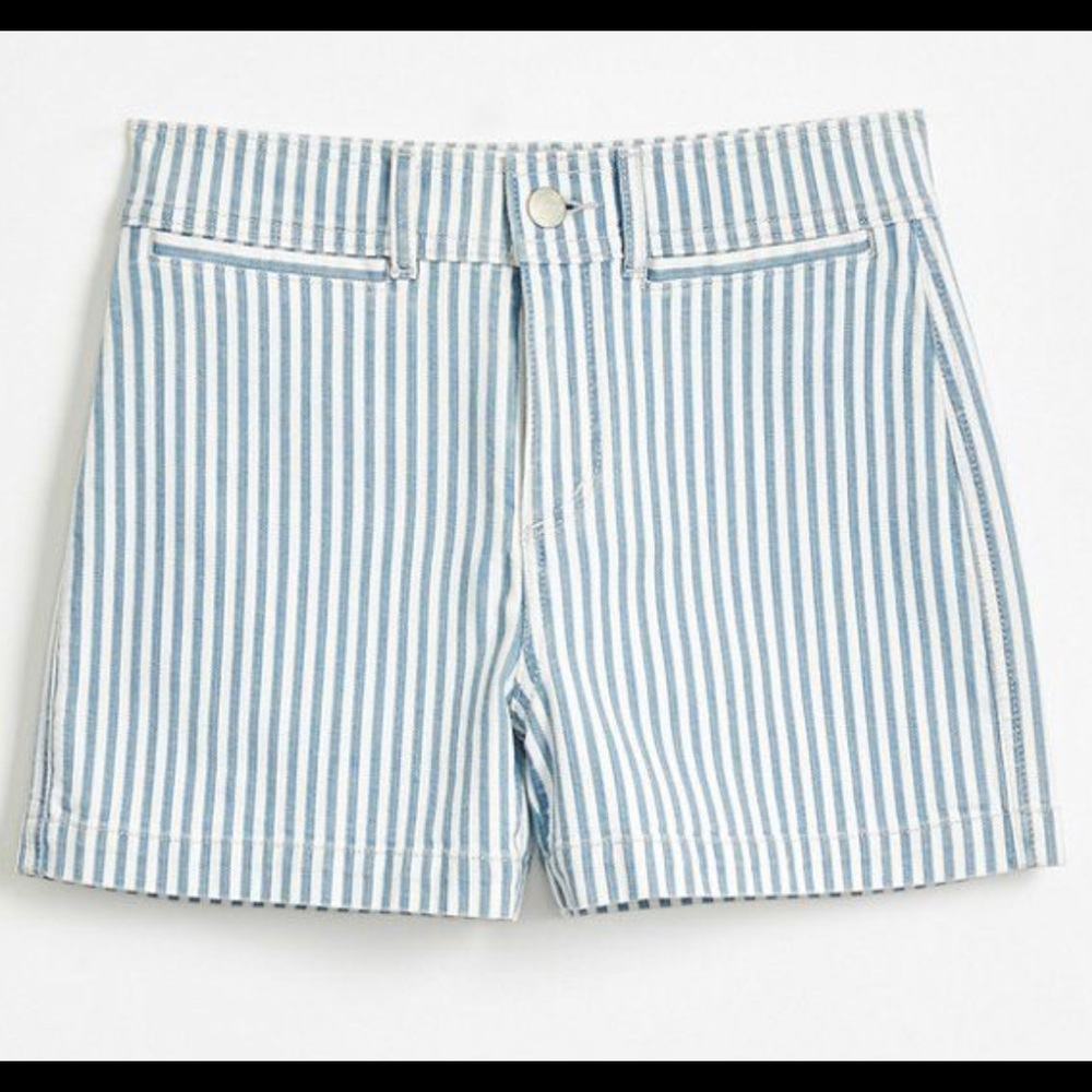 LOFT ✨NWTs✨ High Waist Denim Shorts in Blue Stripe